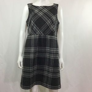 Lands’  End Black/White/Gray Plaid Wool Dress